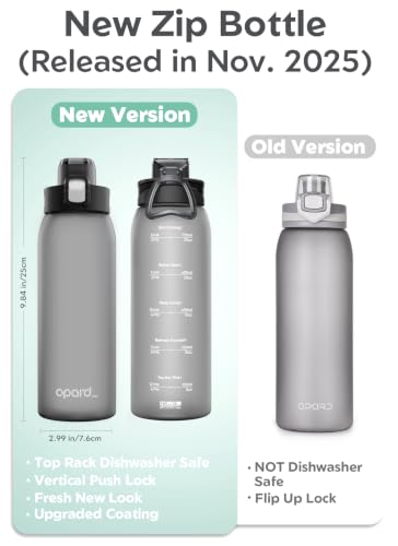 Image of Opard Zip 30oz Plastic Water Bottle Dishwasher Safe, Leakproof Flip-Top Lid, BPA Free Tritan, Wide Mouth Reusable Sports Water Bottle for Gym Hiking Commuting Outdoor Travel and School
