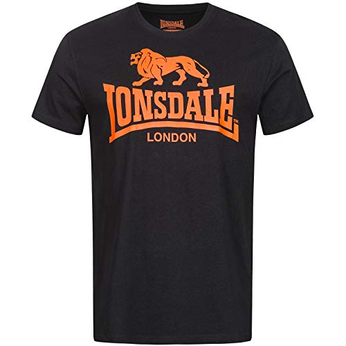 Lonsdale Herren London Logo T-Shirt, schwarz/orange, 3XL