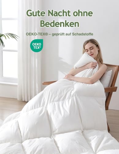 APSMILE Ganzjahres Daunendecke 220x240 cm | Federn & Daunen 450gsm | Extra Flauschig – Ansicht 5