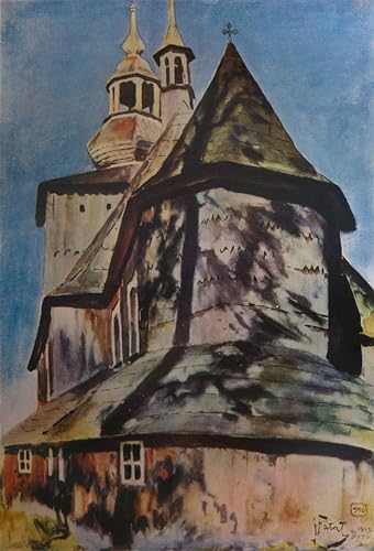 Cuadro pintura al óleo clásico de la Iglesia de Cracovia por Julian Falat, lienzo de 60x90cm