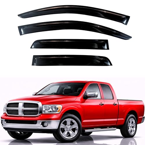 Image of KPY Rain Guards Fit for 2002-2008 Dodge Ram 1500 Quad Cab, Out-Channel Window Visors Vent Wind Deflectors 4PC, Truck Accessories for 2003-2009 Dodge Ram 2500 3500 (Extended Cab Only)