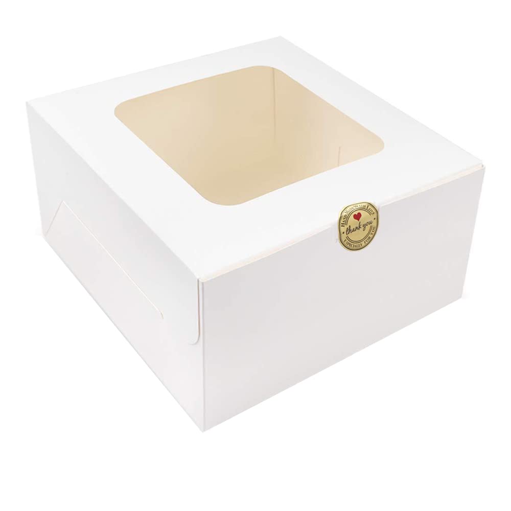 Wei LongCake Boxes with Window 24pcs 8x8x5 Inches White Bakery Boxes Cajas Pasteles for Cake,Pastries,Cookies,Pie,Birthday Party,Wedding,Valentine's Day/A