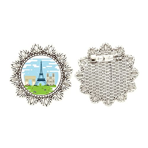 Broche de flor Torre Eiffel plata mediano para estilismo diario y eventos