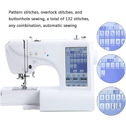 Máquina de coser automática de bordado con 158 diseños integrados, pantalla táctil de 7 pulgadas, capaz de bordar en gorras, camisetas y más para proyectos de costura creativos