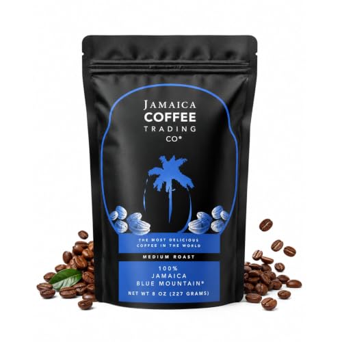 100% Jamaica Blue Mountain Coffee Beans No. 1 227 Grams - Medium Roast Whole Bean Coffee - Pure Arabica Beans Small Batch Roasted JACRA Certified Low Acidity