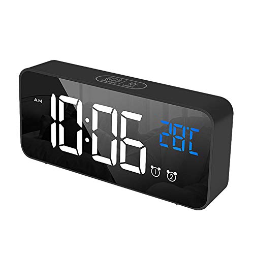 Alarma reloj digital snooze con brillo ajustable y batería para mesa de escritorio 6