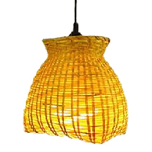 HKOLIMB Suspension 1 Lampe en Bambou tressé de 7,8 Pouces. Luminaires Chinois Faits Main de Type Panier à Poisson. Lampe E26 à Hauteur réglable. Restaurant, Couloir, Hall d'entrée, Salon de thé.