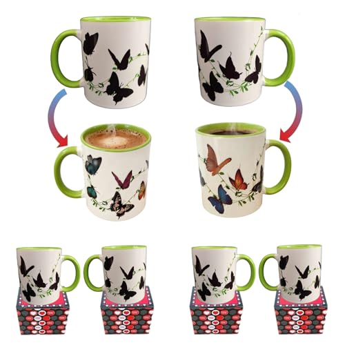 11 Oz Color Changing Butterfly Coffee Mug - 4-Pack