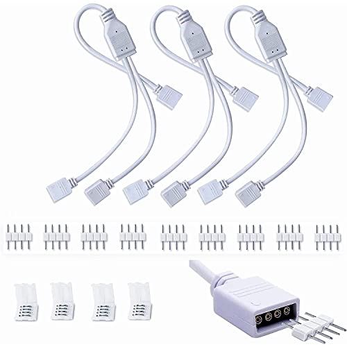 HuLuWa Lot de 3 connecteurs à LED à 2 ports - 9 connecteurs à 4 broches - 4 connecteurs LED de 10 mm avec fixation à clip - Pour accessoires de bricolage Cover