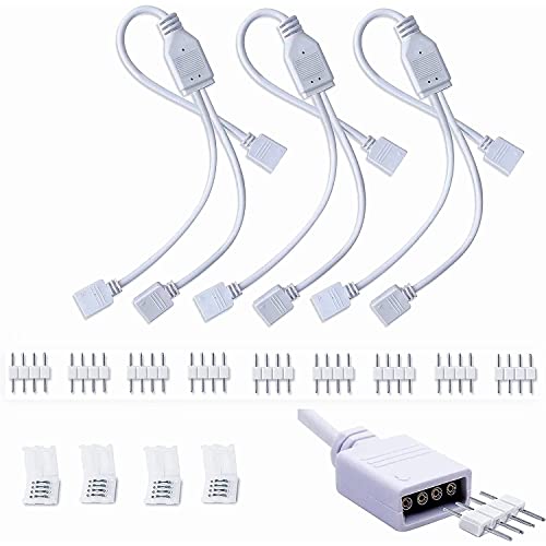 HuLuWa Kit de 16 Conectores de Tira de LED,2 x RGB LED Strip Connect Cable,4x Conectores sin Espacios,9 x De conectores de 4 pines de tira LED，para accesorios de bricolaje de tira LED