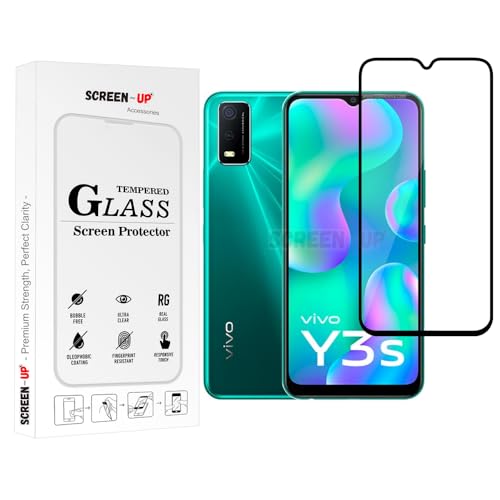 Image of ScreenUp Tempered Glass For vivo Y3s (2021) - Ultra Clear, 9H Scratch Resistant, Full Coverage, Easy Install Screen Protector