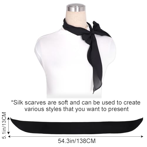 Solid Color Skinny Neck Scarf for Women, Long Neckerchief Men Hair Band for 50's Costume Party Wedding Cosplay3