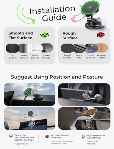 LISEN Qi2.2 25W MagSafe Wireless Car Mount Charger — view 7