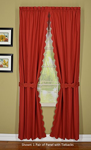 Today's Curtain Orleans 63" Panel Pair with Tiebacks Tambour Scallop Edge Curtain, Brick Red, 60" W x L (Pack of 1) - Image 3