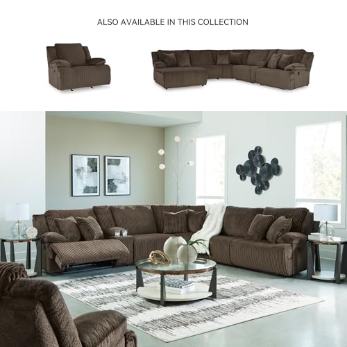Signature Design by Ashley Top Tier Rocker Recliner Chair, Oversized Wide Seat, Cozy Corduroy Velvet Polyester Upholstery, Manual Pull Tab Lounge Chair for Living Room, No Assembly Required, Chocolate - image 3