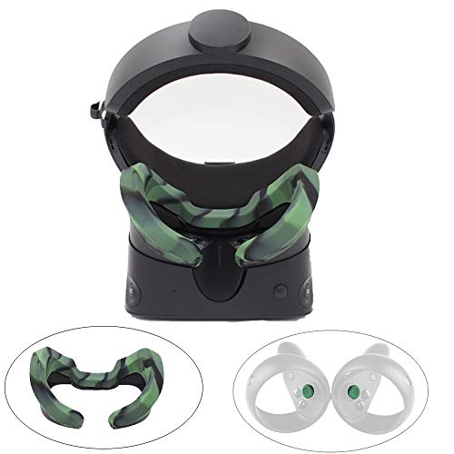 NiceCool VR - Funda de silicona y almohadilla facial para Oculus Rift S, a prueba de sudor, a prueba de luz (camuflaje)