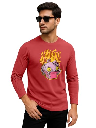 Image of Veirdo Men's Full Sleeve Printed T-Shirt | Trendy Graphic Print Tee