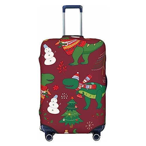Dinosaur Christmas Happy New Year Luggage Cover Washable Elasticated Luggage Covers for Suitcase tsa Approved Stylish Dust and Scratch Resistant Luggage Case Protector for Kids and Adults -