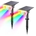 Linkind Solar Spot Lights Outdoor, IP67 Solar Lights Outdoor Waterproof, Multicolor Solar Landscape Spotlights for Halloween Decorations, Yard, Garden, Pathway(2 Pack)
