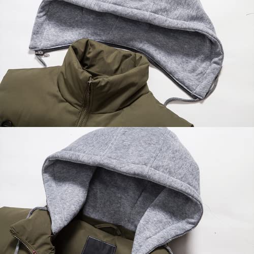 Msmsse Winter Vest For Men Casual Puffer Quilted Vests With Multi Pockets Sleeveless Jacket Army Green L #TOP4