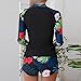 Generic 2024 Fashion Clearance Women Two Piece Rash Guard Long Sleeve Swimwear Uv UPF 50+ Bathing Suit Tropical Print Swim Shirt with Boyshort Bottom Women's Swimsui, Large, Black#01
