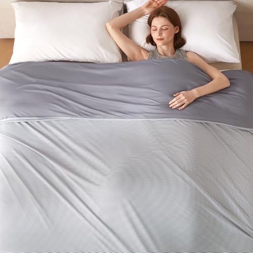 Image of COOVA Cooling Blanket for Hot Sleepers,Lightweight Summer Cold Thin Blanket for Night Sweats and Hot Flashes,Breathable Soft Blanket for Bed Couch Sofa,(Grey,60x80 inches)