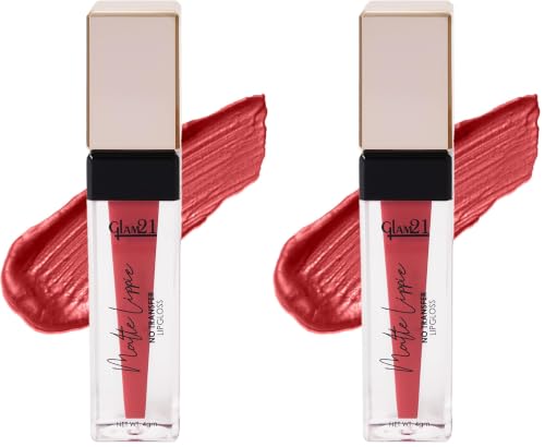 Image of Glam21 Matte Lippie No Transfer Lip Gloss | Lightweight and comfortable| Creamy Matte Formula - 4 gm | Naughty Nude-06 (Pack of 2)
