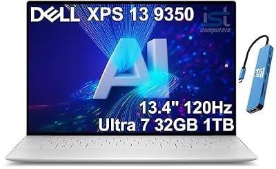 Dell XPS 13 9350 AI PC Business Laptop, (13.4" FHD+ 120Hz, Intel Core Ultra 7 258V, 32GB DDR5, 1TB SSD), 2X Thunderbolt 4, Copilot+ PC, Backlit, 1080p Webcam, FP, Wi-Fi 7, Win 11 Pro, Platinum