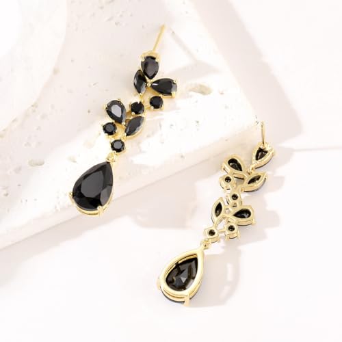 Teardrop Wedding Bridal Dangle Earrings for Brides Birdesmaid,Crystal Cubic Zirconia Chandelier Dangling Earring Gold/Silver Plated Diamond Drop Earrings for Prom Pageant 6