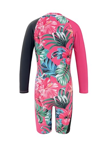 Image of Girls Rash Guard Swimsuits Toddler Long Sleeve Zipper One Piece Swimwear UPF 50+ Sun Production Bathing Suit for Kids