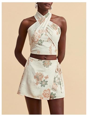 Image of SweatyRocks Women's Boho Mini Skirts Floral Shorts Tie Side Wrap Skorts