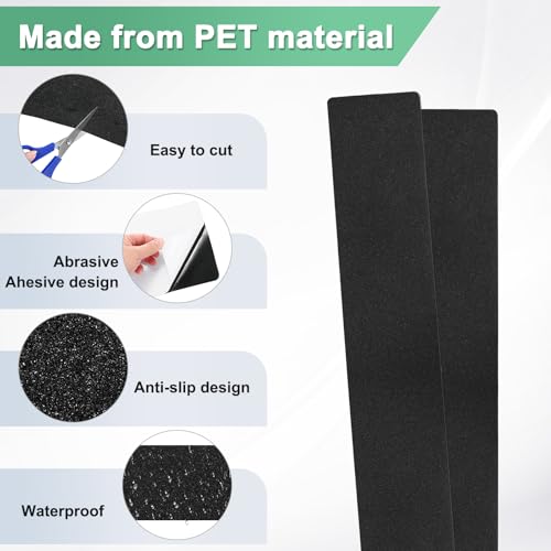 Image of M METERXITY 15-Pack Anti Slip Traction Tape 30 inch x 6 inch Best Grip Tape Grit Outdoor Non-Skid Tape High Traction Friction Abrasive Adhesive for Indoor /Outdoor Stairs Step [Black]