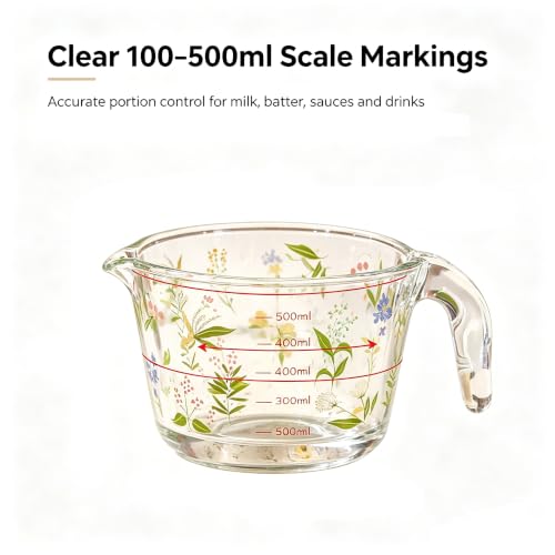 Vaso medidor de vidrio 500 ml con asa y pico vertedor miniatura 4