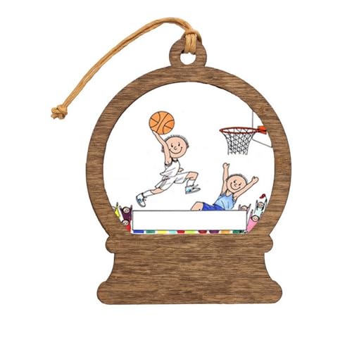 PrintedPerfection.com Personalized Basketball Player - Male Wooden Snow Globe Shaped Christmas Ornament