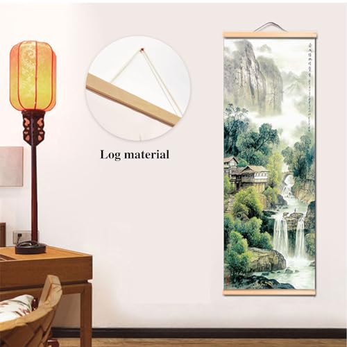 Scroll Malerei, Landschaft Gemälde, Kunstwandrolle, Hängende Bildrolle, Rollbild, Asiatisch Wand Dekoration, Chinesische Kunstwandrolle, zur Dekoration von Schlafzimmer, Wohnzimmer, 25 x 80cm