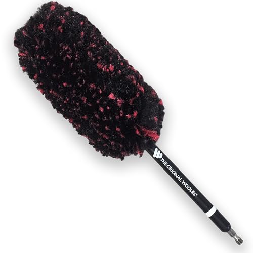 Wheel Woolie Drill Powered Wheel Cleaning Brush 12 Rim Brush Drill Attachment Brake Dust Cleaner Alloy Wheel & Spoke Cleaning Tool No-Scratch Car Detailing Brush w/Hex Control Grip | Made in USA