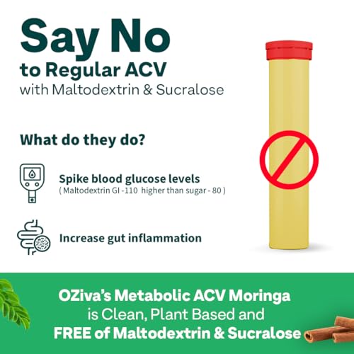 OZiva ACV Moringa | Control Cravings I Apple Cider Vinegar, Cinnamon, Guggul I No Maltodextrin & No Added Sugar I 15 Effervescent Tablets - Green Apple, Pack of 4 (60 tablets) (Image - 5)