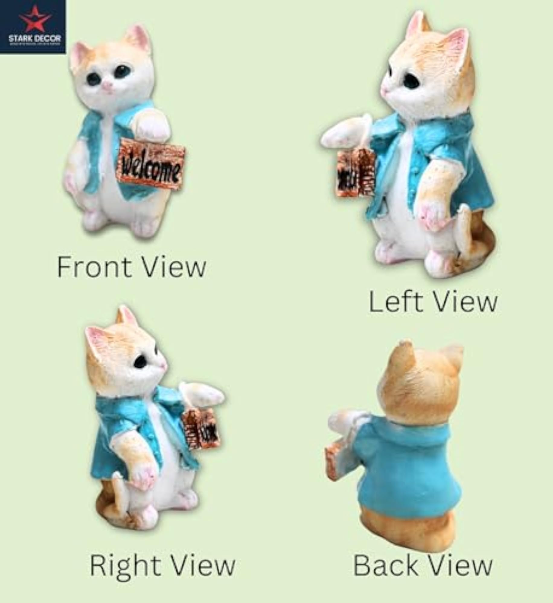 Mini Cat Standing Welcome Statue Figurine for Home Decor
