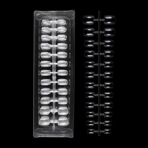 DouborQ 240pcs Children Fake Nail Tips Acrylic Short Full Cover False Artificial Nails for Kids Little Girls or Small Fingernails (Clear)