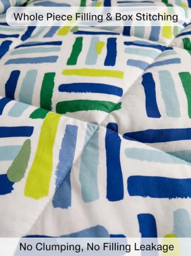 Image of Mafatlal 120 GSM Tulip Single AC Comforter Blanket | Premium Microfiber Reversible All Season Dohar Quilt | Ultra Soft Lightweight Warm Bedding Duvet | 154 x 228 cm | Blue Lime