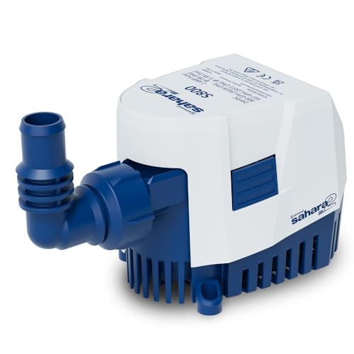 Attwood 5508-7 Sahara MK2 S800 (12V) Automatic Bilge Pump 800 GPH with Fittings (Elbow & Straight) Direct Replacement for Attwood 4507-7