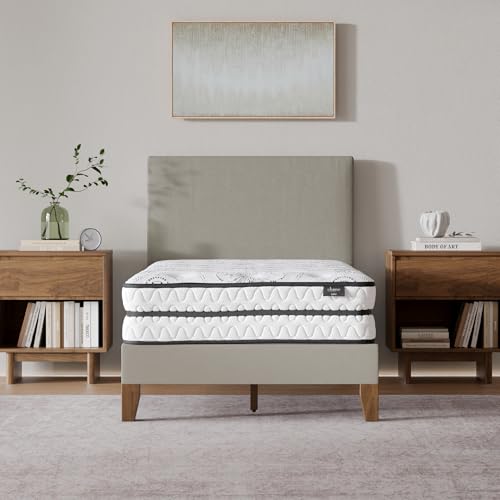 Signature Design by Ashley Twin Size Chime 10 Inch Medium Firm Hybrid Mattress with Cooling Gel Memory Foam for Pressure Relief, Fiberglass-Free, Mattress In A Box
