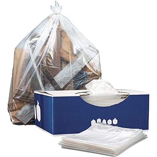 Image of Plasticplace 20-30 Gallon Trash Bags, Heavy Duty 2.0 Mil Clear Garbage Bags, 30 inch x 36 inch Gusset Sealed Can Liners, Tear-Resistant Industrial Strength for Broken Glass & Sharp Debris (100 Count)