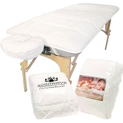 31”x 72” Premium Fleece Massage Bed Topper Set, Quilted Massage Tables Cover,Includes Fleece Pad and Face Cradle Cover Natural,Extra Soft,Cushy,Hypoallergenic.(Upgrated 2025) Cover