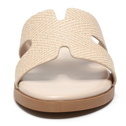 Yozuru Womens Flat Sandals Open Toe Dressy Summer Sandals Comfortable Casual Slip on Leather Slides Sandals for women3