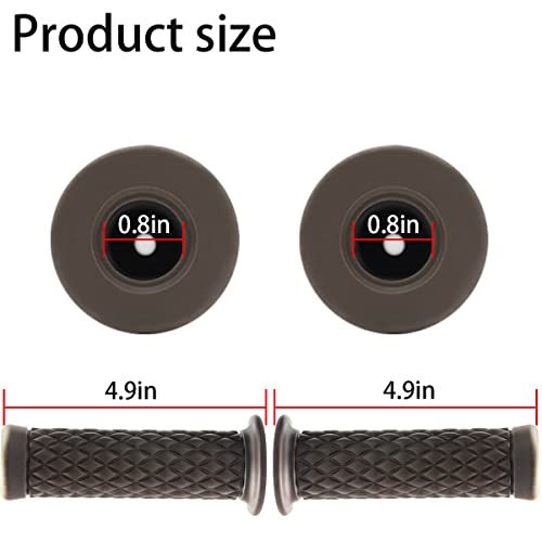 Image of Motorcycle Hand Grips, Non Slip Rubber Bar for 7 /8 inch 22mm /24mm Handles, Vintage Motorbike Thruster Grip, Handlebar for Hand Comfort, Universal for Motocross Scooter Dirt Bike, Open End (Coffee)