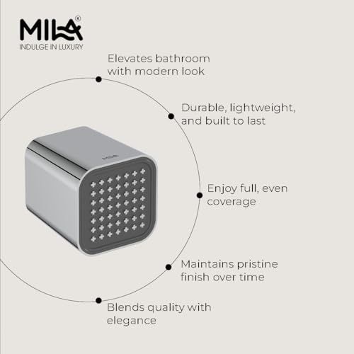 Image of Mila Orbix ABS Wall Mounted Square Shower Head | Modern Black Finish with Wide Full Spray & Even Water Flow | Rust & Corrosion Resistant Bathroom Accessory