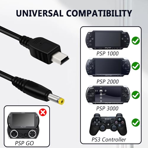 COMeap PSP Charger Cable,PS Vita Charger Cord for Sony PlayStation Vita PSV 1000/PSP 1000 2000 3000 Series/PS3 Controller USB Data Cable & Charging Cord 3FT