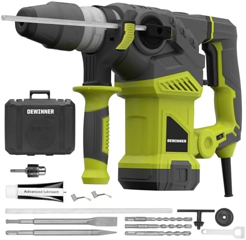 DEWINNER Marteau Perforateur SDS-Plus,1500 W, 6 Vitesses, 850RPM,...