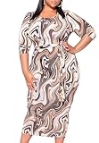 DESIGN-Stylish bodycon maxi dress designed for a comfortable, figure-hugging fit. Elegant round neck design, colorful matching with trendy patterns. Four seasons can be matched freely. FABRIC-Plus size dresses for curvy women is made of 90% polyester...